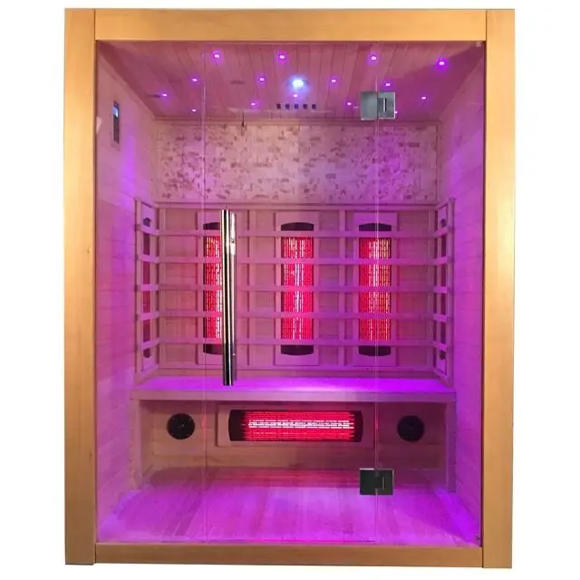 Factory Supply Wooden Sauna Far Infrared Sauna Rooms Hemlock/red Cedar for 3 People Therapy — image 3