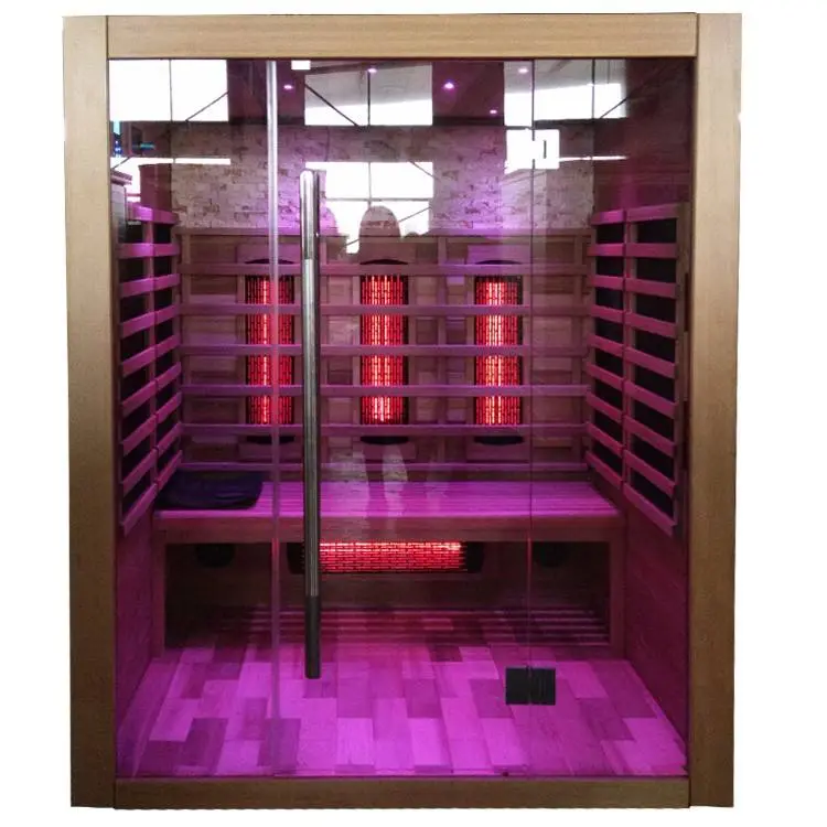 Factory Supply Wooden Sauna Far Infrared Sauna Rooms Hemlock/red Cedar for 3 People Therapy — image 4