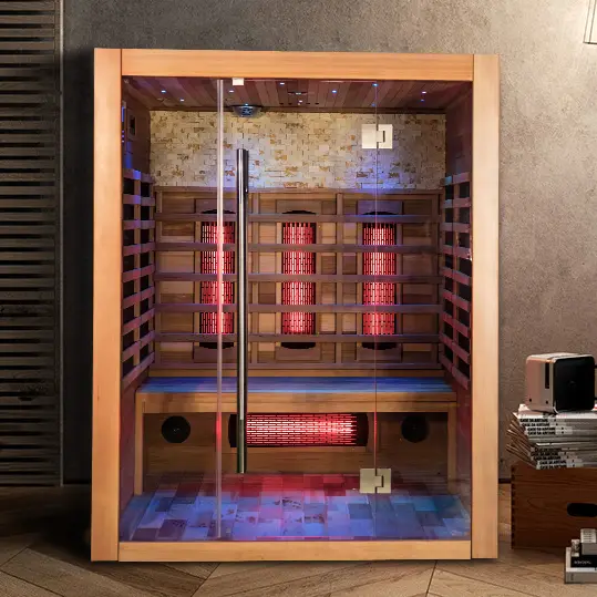 Factory Supply Wooden Sauna Far Infrared Sauna Rooms Hemlock/red Cedar for 3 People Therapy — image 5