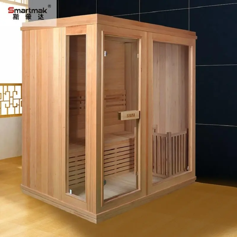 Factory Directly Sale 2-6 People Hemlock Home Wet Steam Sauna Room Traditional Wooden Stove Sauna House — image 7