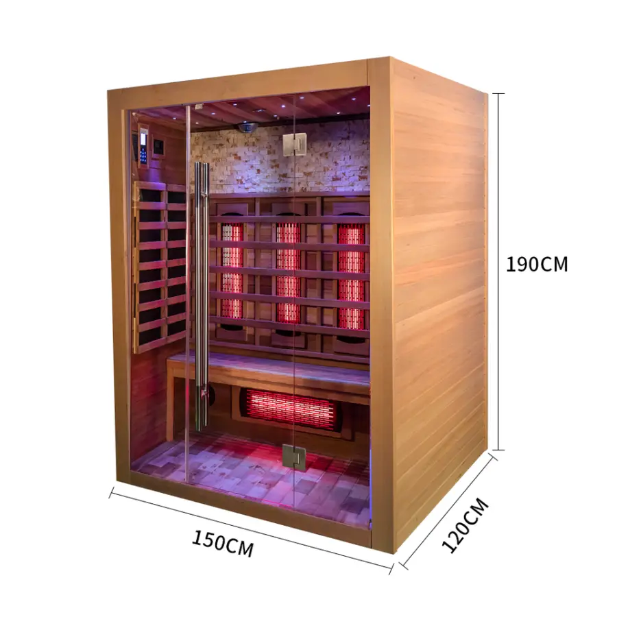 Factory Supply Wooden Sauna Far Infrared Sauna Rooms Hemlock/red Cedar for 3 People Therapy — image 7