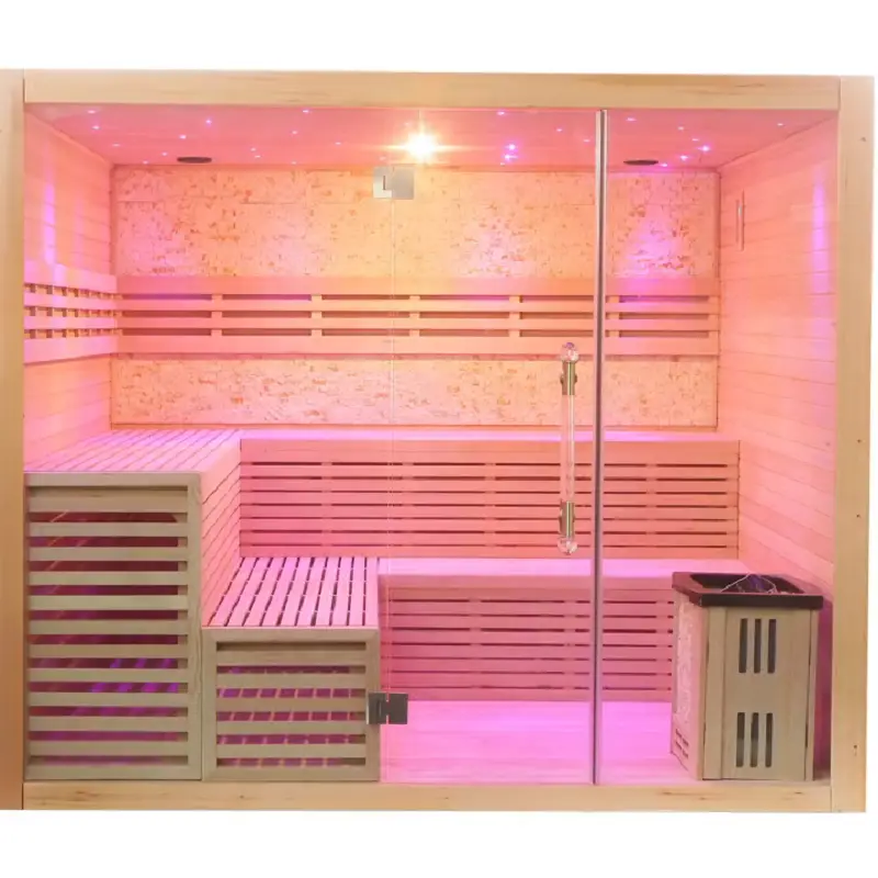 Luxury Design Hemlock Wood Home Use 6 Person Indoor Traditional Steam Sauna Room — image 3