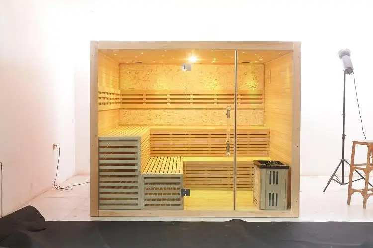 Luxury Design Hemlock Wood Home Use 6 Person Indoor Traditional Steam Sauna Room — image 4