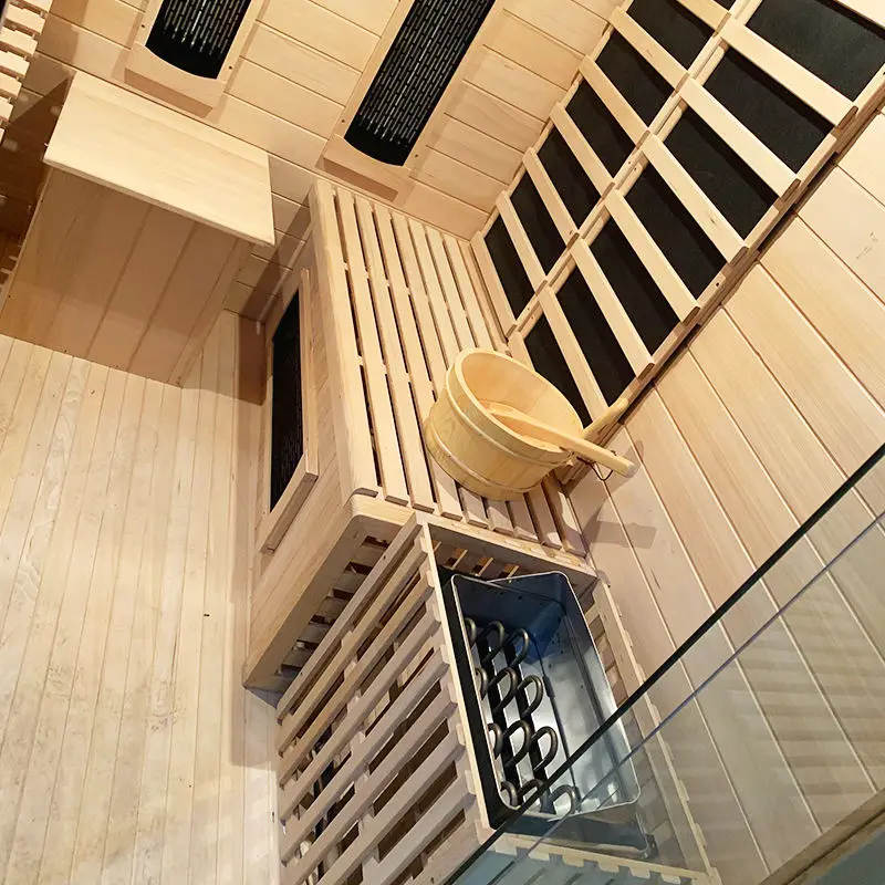 Lowest Prices Indoor 2 Person Home Wood Dry Far Infrared Sauna Room — image 7