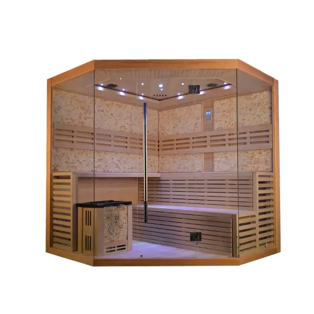 Luxury Design Cheap Price Wooden Indoor Traditional Steam Sauna Room in Hemlock — view 2