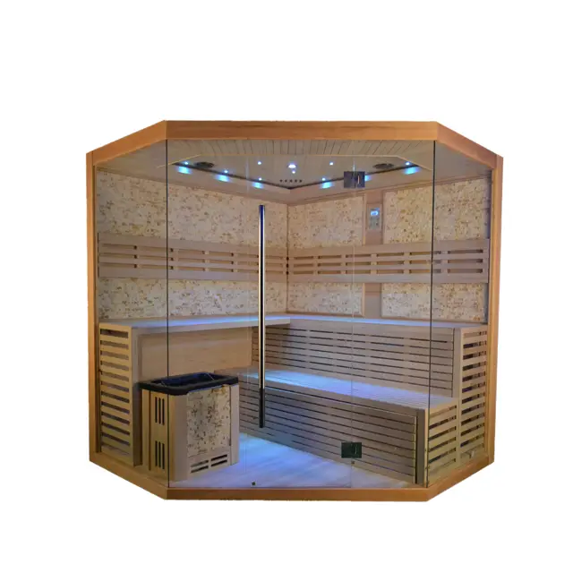 Luxury Design Cheap Price Wooden Indoor Traditional Steam Sauna Room in Hemlock — view 3
