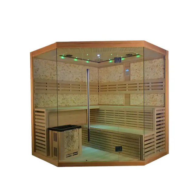 Luxury Design Cheap Price Wooden Indoor Traditional Steam Sauna Room in Hemlock — view 4