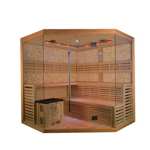 Luxury Design Cheap Price Wooden Indoor Traditional Steam Sauna Room in Hemlock — view 5