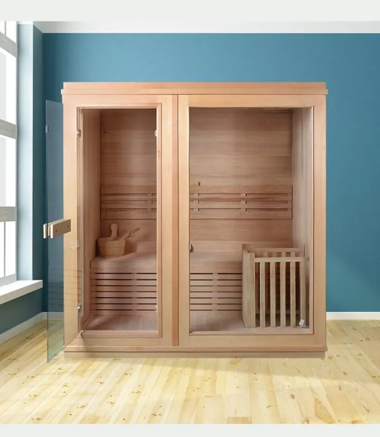 Home Bathroom Use Hemlock Poplar Wood Ozone Portable Infrared Traditional Sauna Steam Bath — view 1