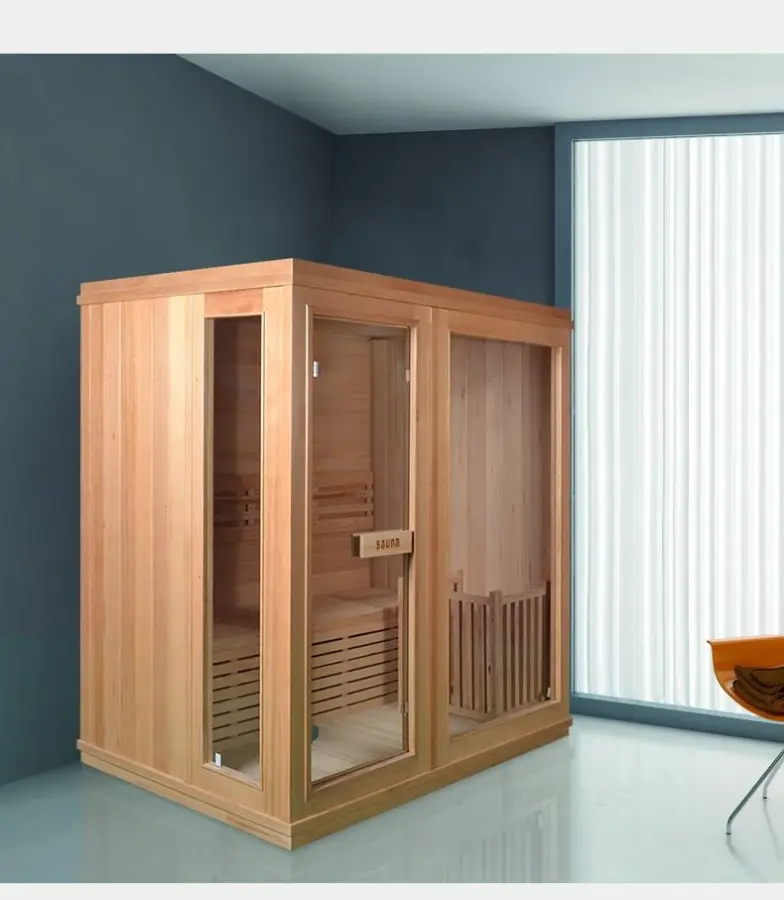 Home Bathroom Use Hemlock Poplar Wood Ozone Portable Infrared Traditional Sauna Steam Bath — image 4