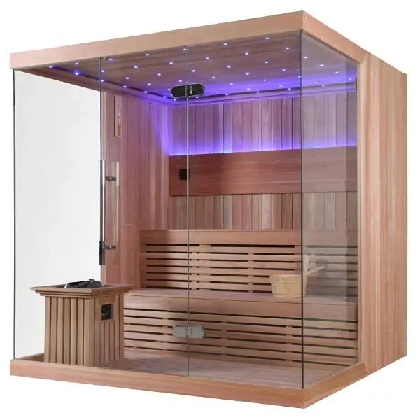 Factory Price Traditional Solid Wood Traditional Wet Steam Sauna Rooms — view 1