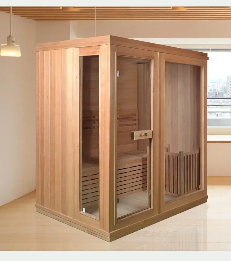 Home Bathroom Use Hemlock Poplar Wood Ozone Portable Infrared Traditional Sauna Steam Bath — image 6
