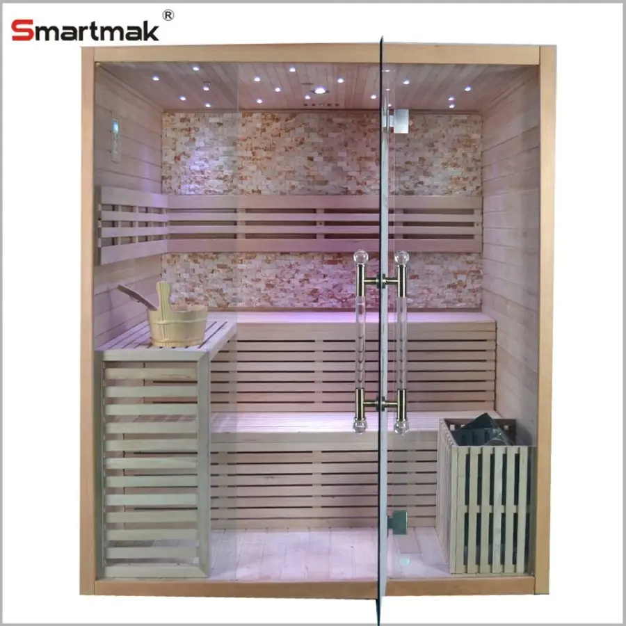 Smartmak Indoor Wooden Steam Sauna Room Household Traditional Steam Sauna Room — image 3