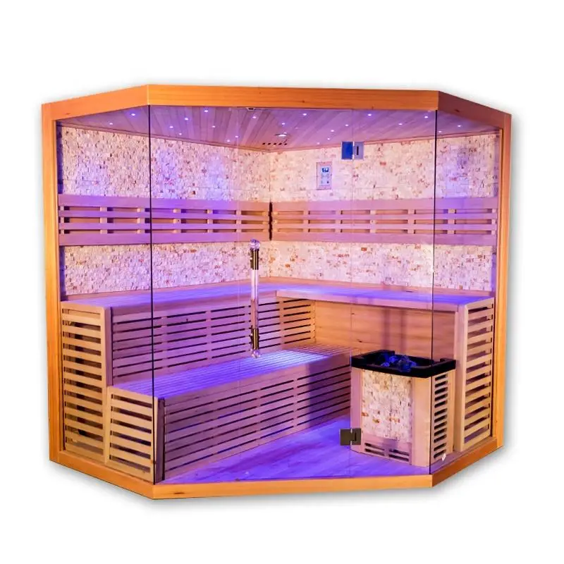 Smartmak Home Big Size Luxury Hemlock Wood Indoor Steam Sauna — view 1