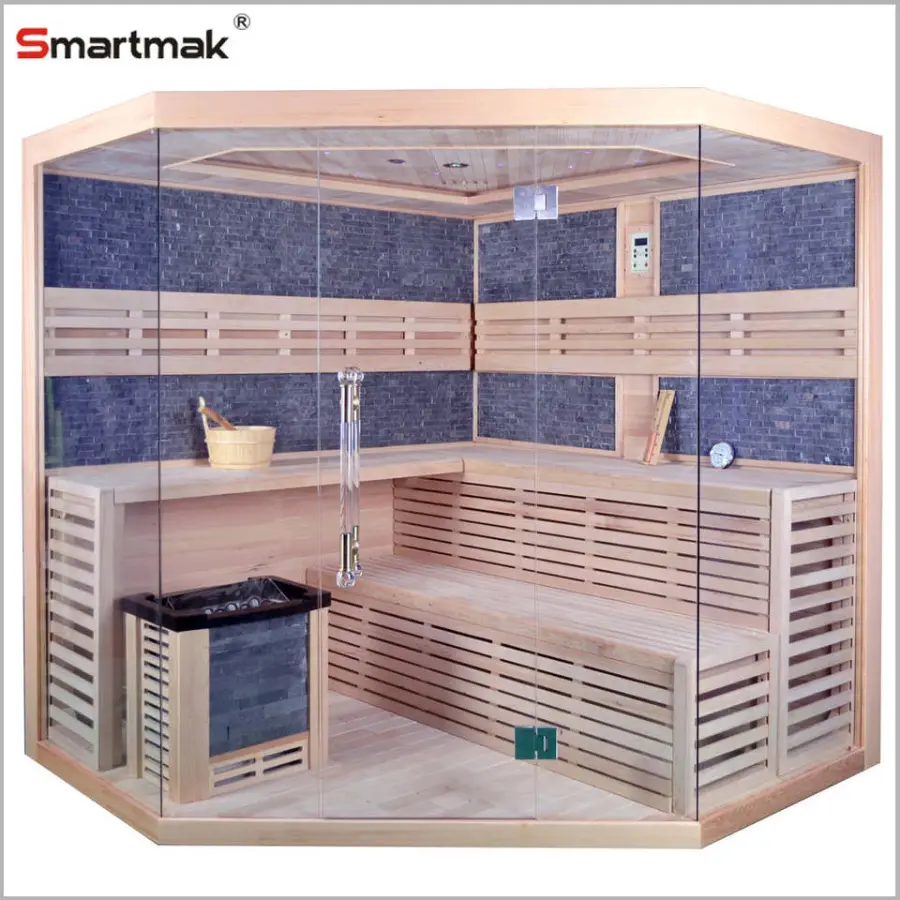 Wood Sauna House Prefabricated Hemlock Steam Sauna With Stove Heater — image 4