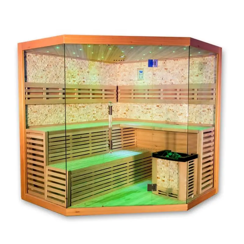 Smartmak Home Big Size Luxury Hemlock Wood Indoor Steam Sauna — image 3