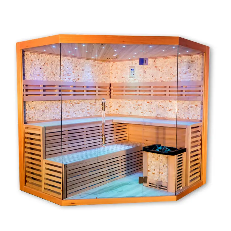 Smartmak Home Big Size Luxury Hemlock Wood Indoor Steam Sauna — image 4