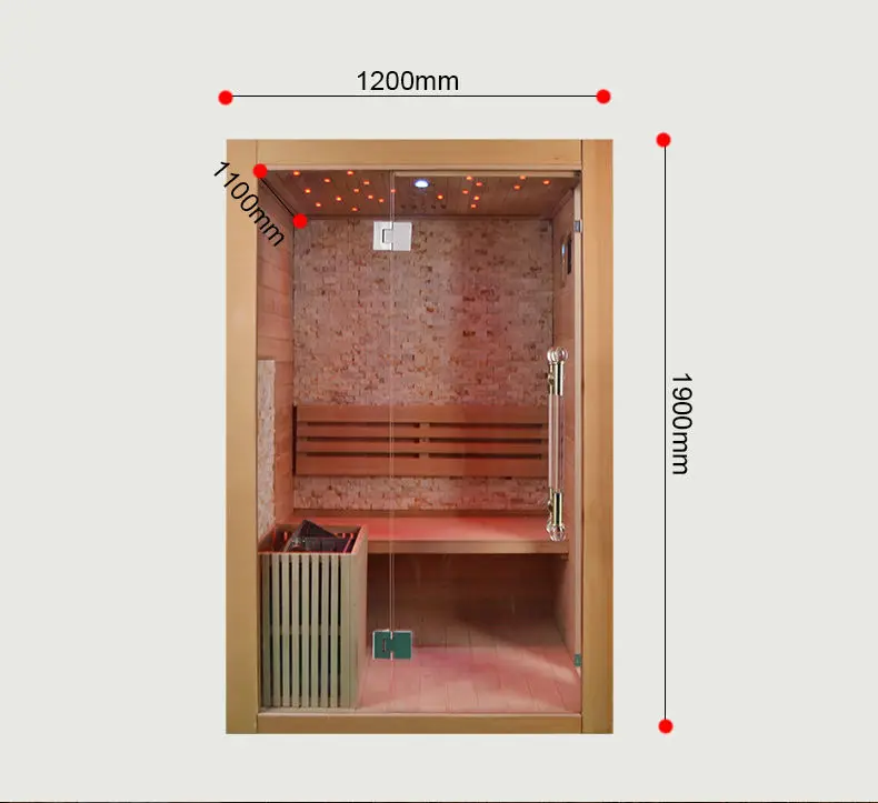 Popular Solid Wood 2 Person Size Home Finnish Cedar Dry Steam Sauna Kits — image 3