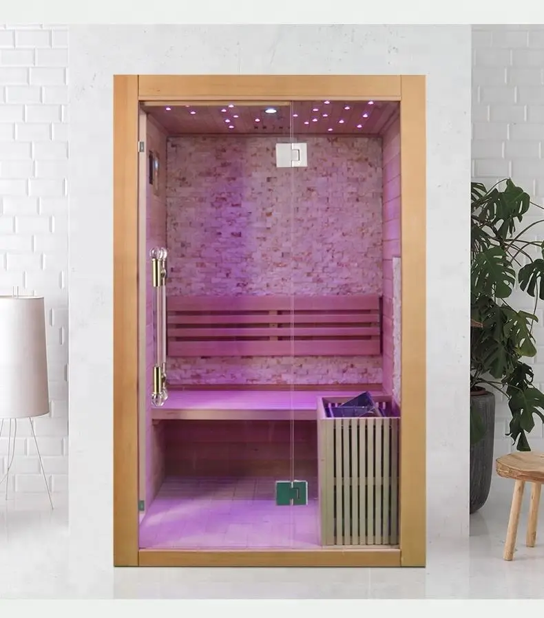 Popular Solid Wood 2 Person Size Home Finnish Cedar Dry Steam Sauna Kits — image 6