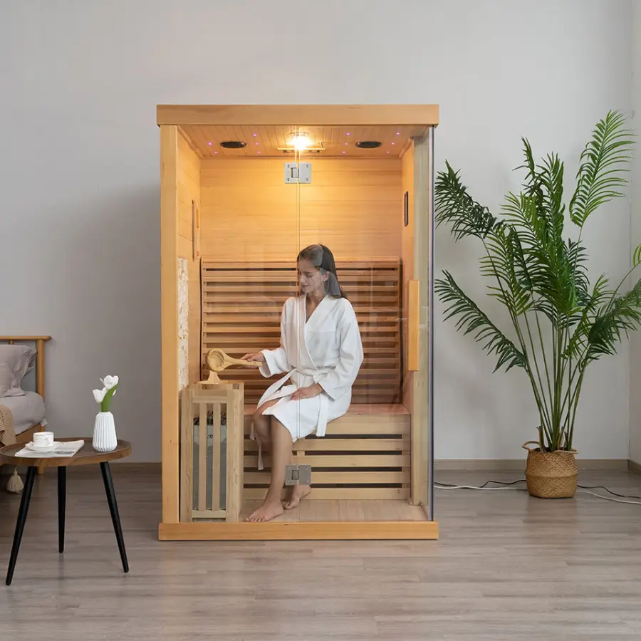 Hot Sale 2 Person Indoor Hemlock Wood Home Small Steam Sauna Room with Lowest Price — view 1