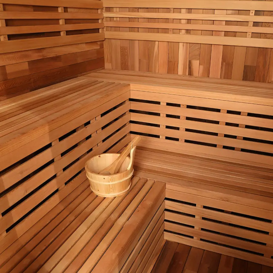 New Arrival Traditional Red Cedar Large Size Barrel Sauna 6-8 People Wooden Cube Sauna — image 6
