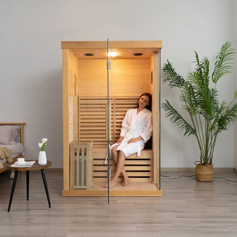 Hot Sale 2 Person Indoor Hemlock Wood Home Small Steam Sauna Room with Lowest Price — image 4