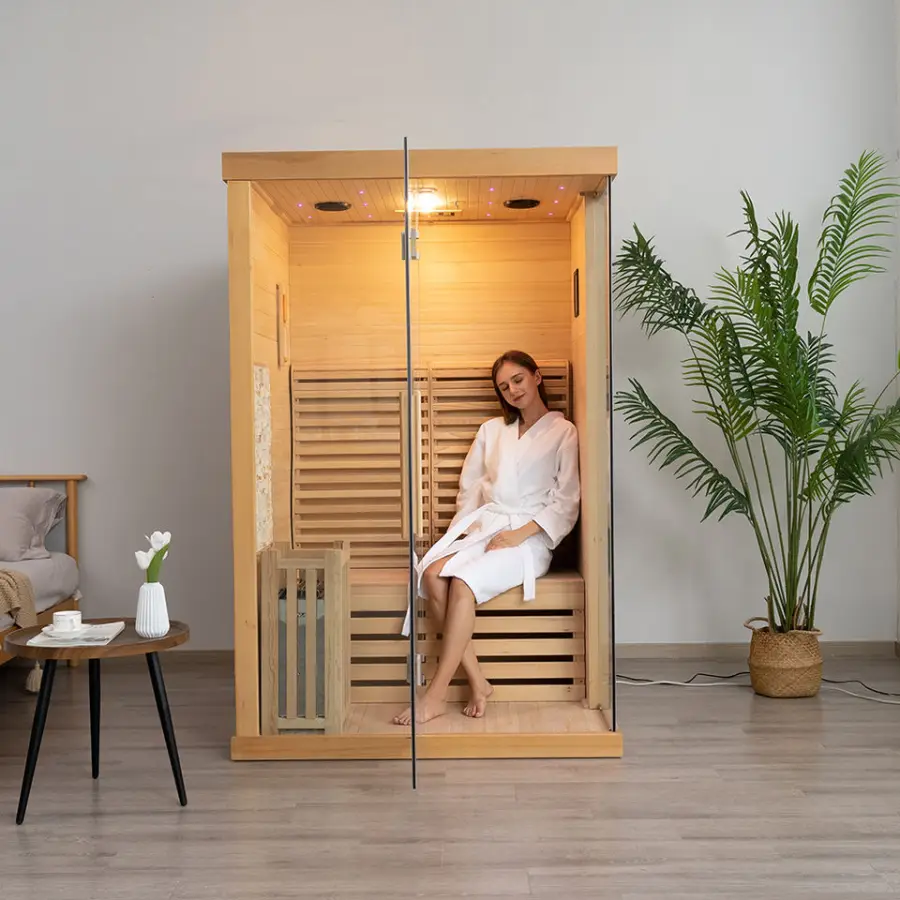 Hot Sale 2 Person Indoor Hemlock Wood Home Small Steam Sauna Room with Lowest Price — image 5