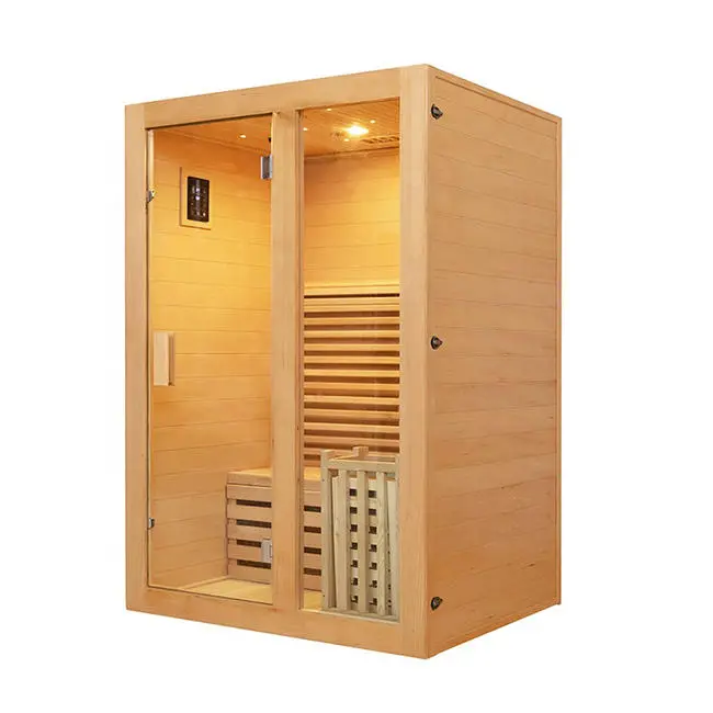 Small Wooden Sauna Room Home 2 Person Indoor Steam Sauna with Electric Stove — view 1