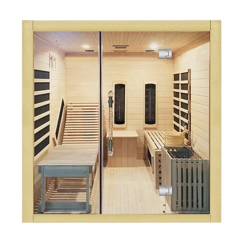 Traditional Style Indoor Wooden Infrared Dry Steam Sauna Room — view 1