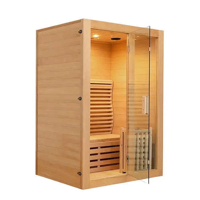 Small Wooden Sauna Room Home 2 Person Indoor Steam Sauna with Electric Stove — image 3
