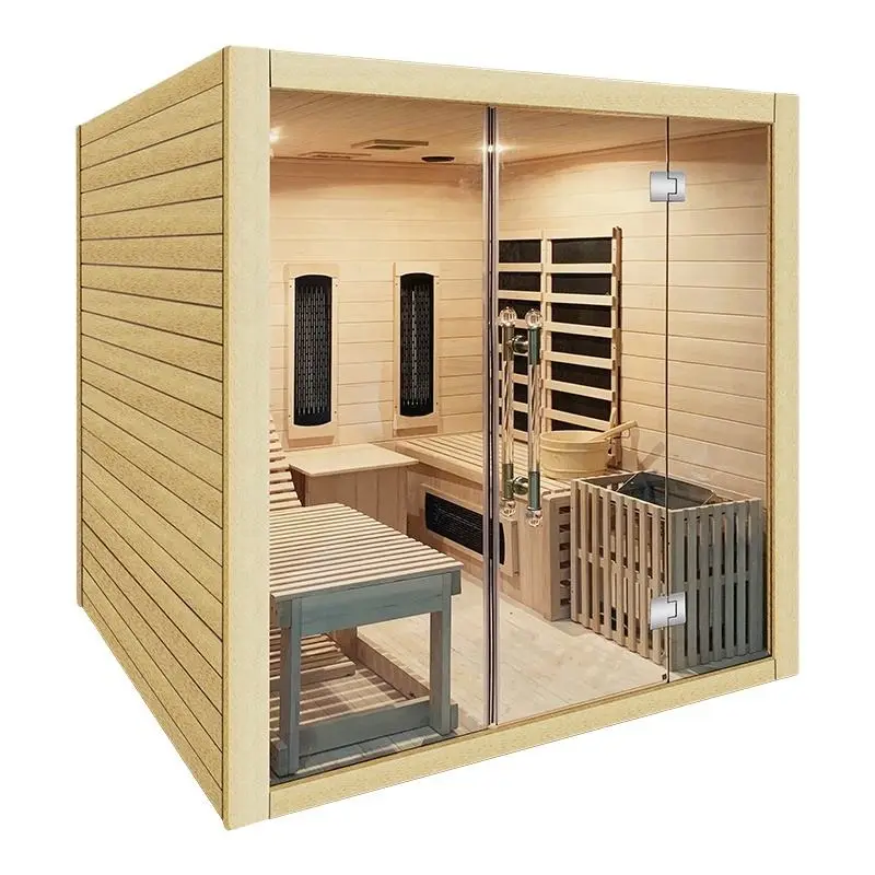 Traditional Style Indoor Wooden Infrared Dry Steam Sauna Room — image 4