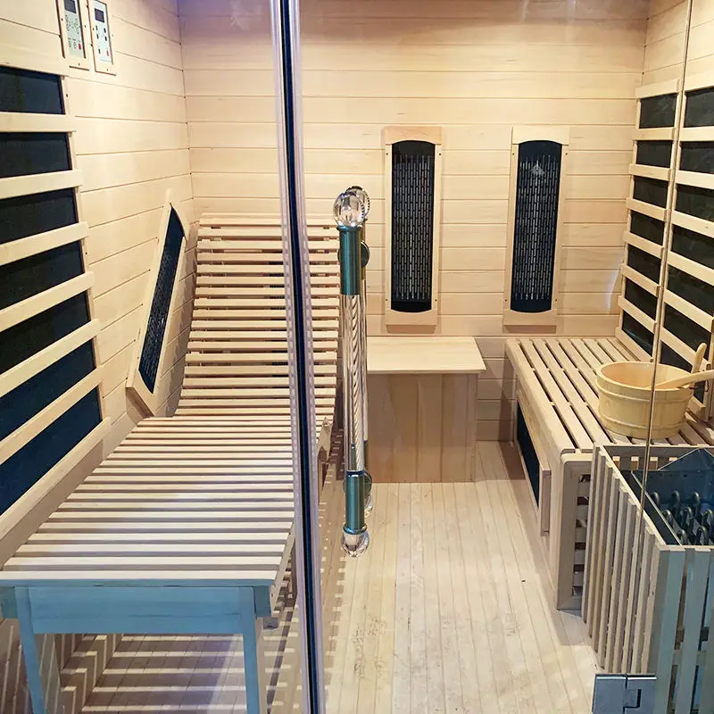 Traditional Style Indoor Wooden Infrared Dry Steam Sauna Room — image 5