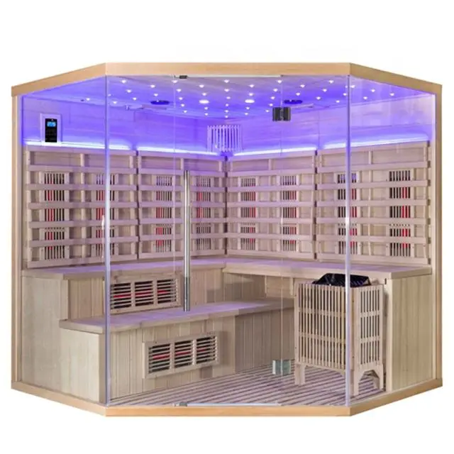 Traditional Style Indoor Wooden Infrared Dry Steam Sauna Room — image 6
