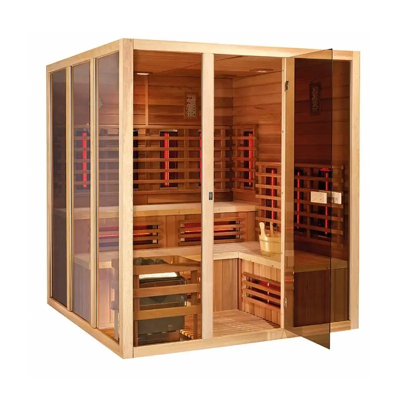 Traditional Style Indoor Wooden Infrared Dry Steam Sauna Room — image 7