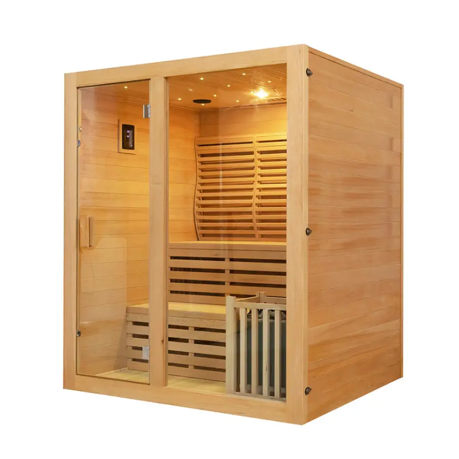 Double Layer Benches Traditional Steam Sauna Room — view 1