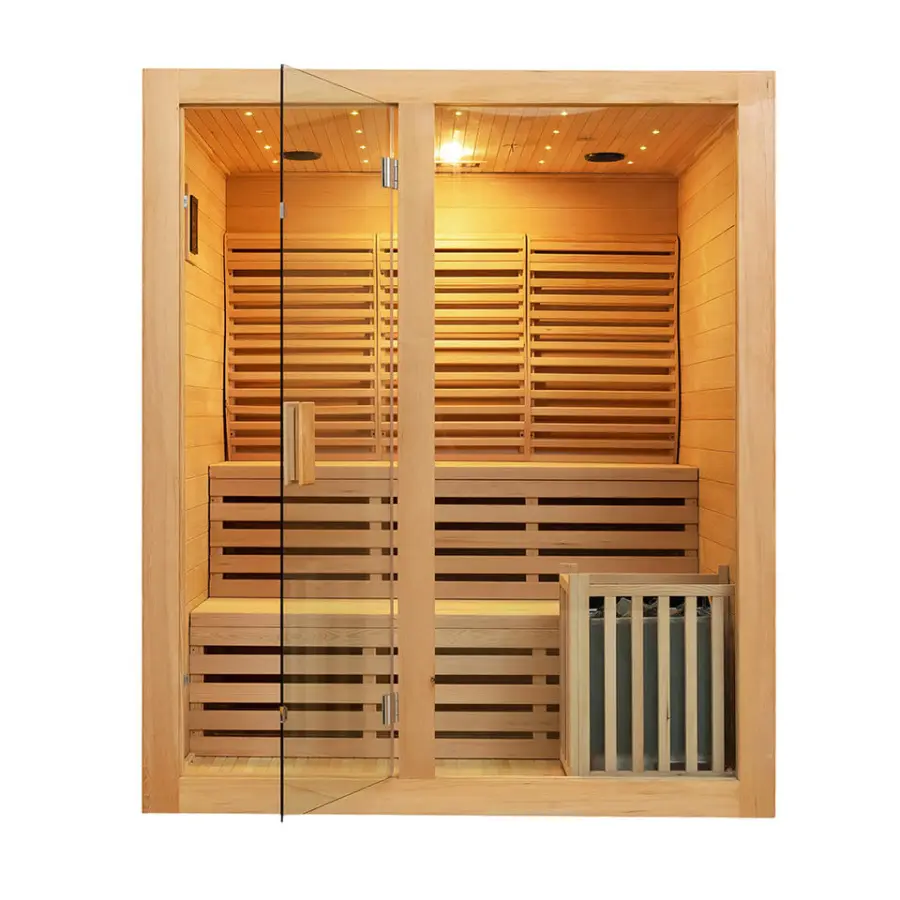 Double Layer Benches Traditional Steam Sauna Room — image 4