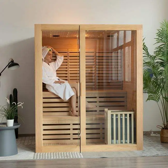 Double Layer Benches Traditional Steam Sauna Room — image 5
