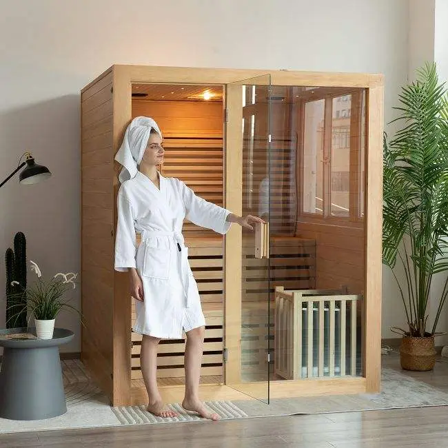 Double Layer Benches Traditional Steam Sauna Room — image 6