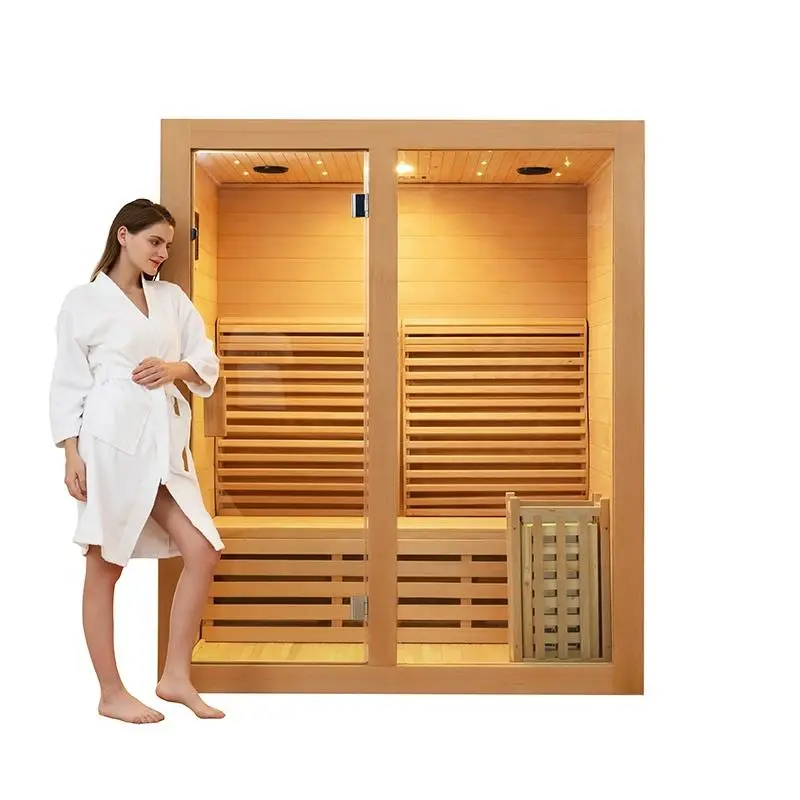 Luxury Wood Shower Dry Steam Person Cedar Sauna Room Steam Bath Sauna Full Body — view 1