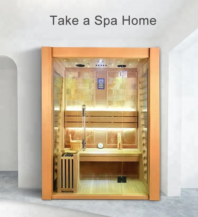 Luxury Wood Shower Dry Steam Person Cedar Sauna Room Steam Bath Sauna Full Body — view 3