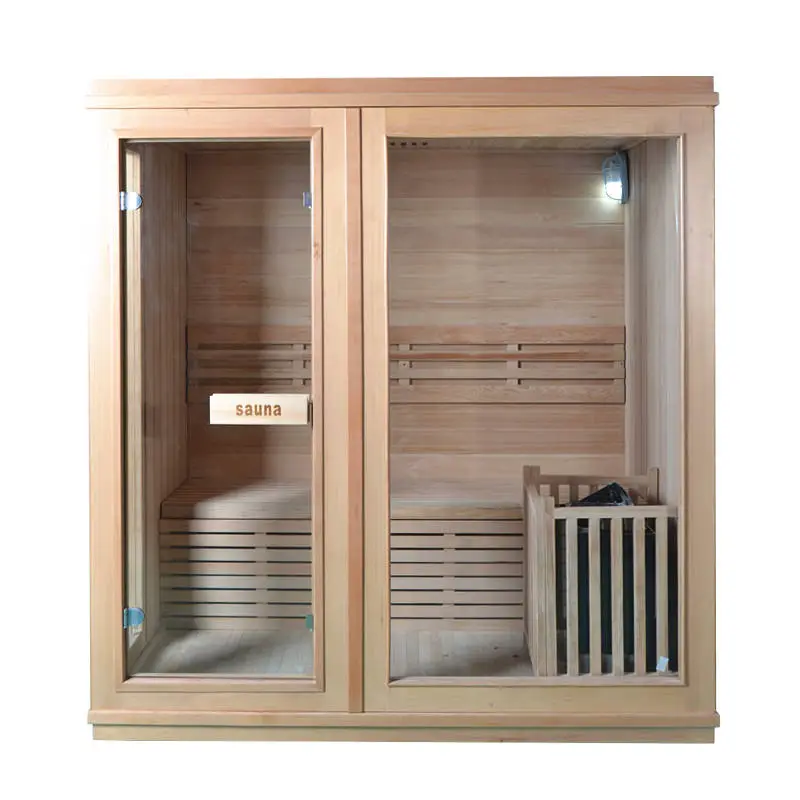 SMARTMAK Indoor Sauna Two Person Solid Wood Hemlock Red Cedar Sauna Steam Sauna — image 4