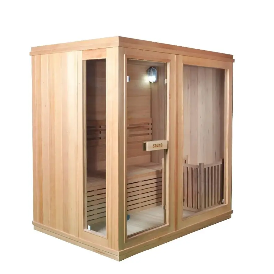 SMARTMAK Indoor Sauna Two Person Solid Wood Hemlock Red Cedar Sauna Steam Sauna — image 5