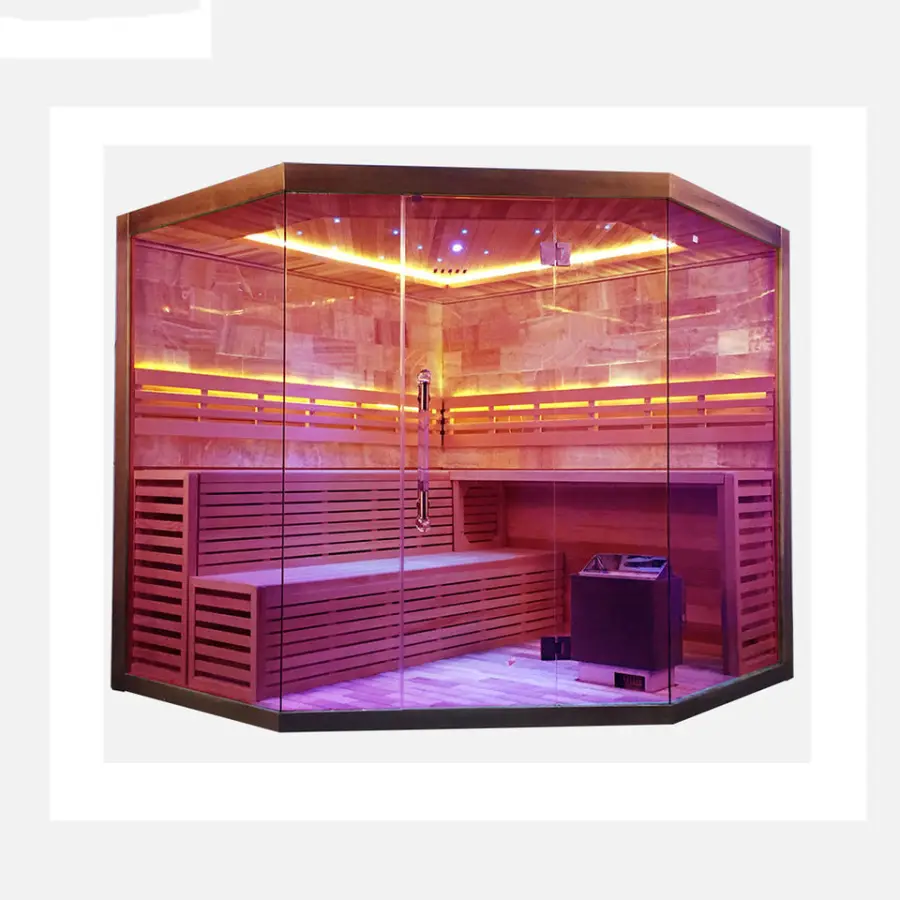Smartmak Big Corner Larger Size Traditional Steam Sauna Room Commercial Indoor Sauna with Mosaic Stone for Decoration — view 1