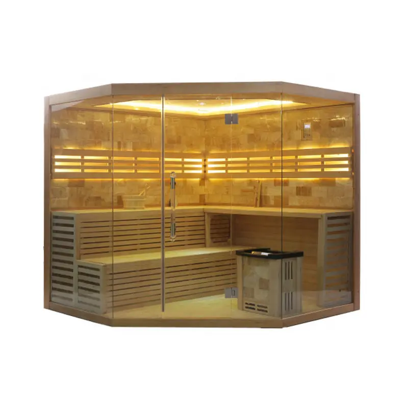 Smartmak Big Corner Larger Size Traditional Steam Sauna Room Commercial Indoor Sauna with Mosaic Stone for Decoration — view 2
