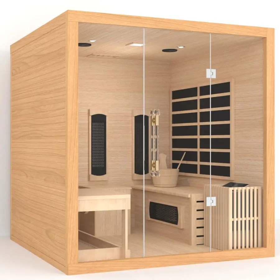 China Factory Traditional Combined Far Infrared and Steam Sauna Room Infrared Sauna — image 5