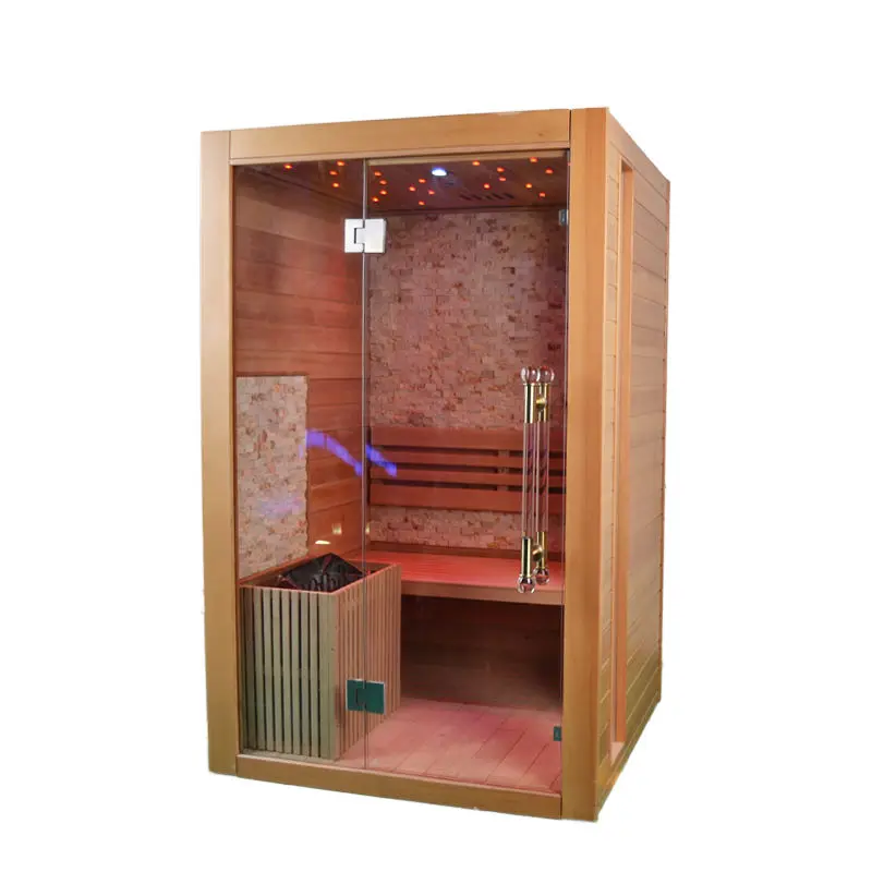 Indoor Hemlock/Red Cedar 4.5KW Harvia Stove 2 Person Size Traditional Steam Sauna Room — view 1