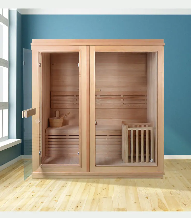 Factory Price Detox 4 Person Size Hemlock Indoor Traditional Steam Sauna Room — image 5