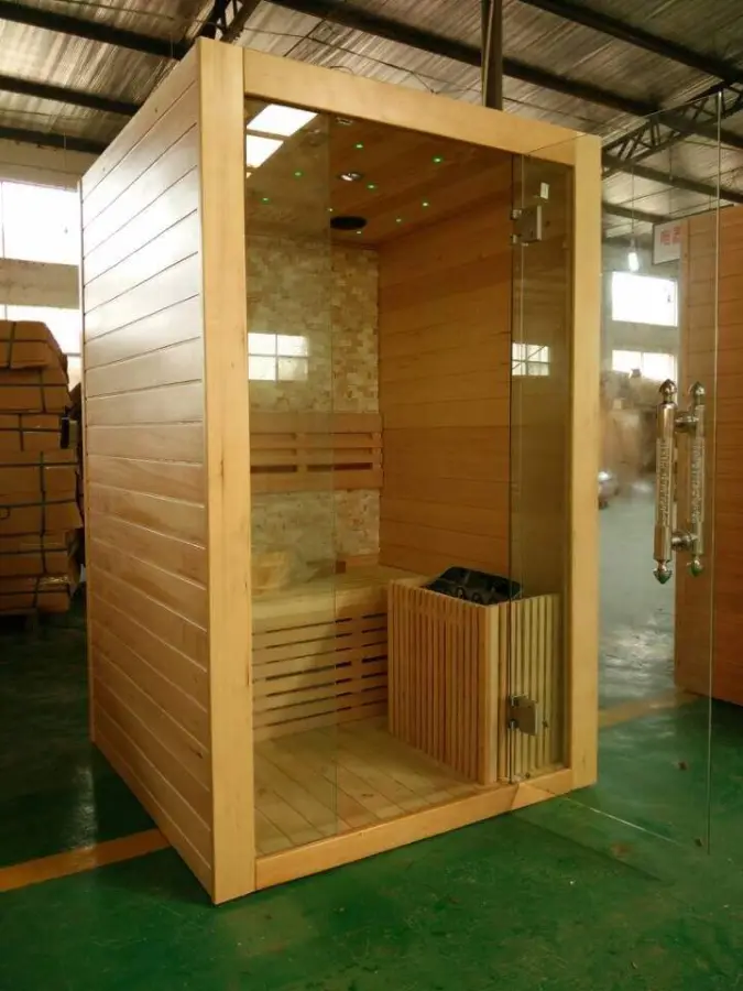 Indoor Hemlock/Red Cedar 4.5KW Harvia Stove 2 Person Size Traditional Steam Sauna Room — image 7