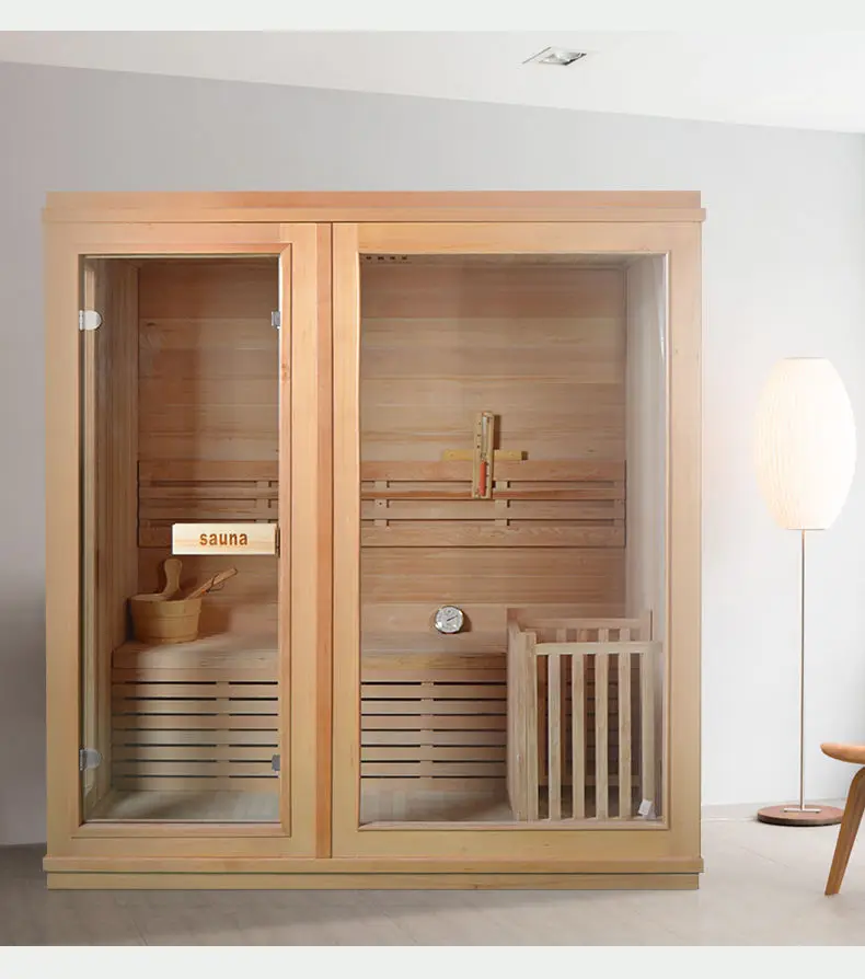 Factory Price Detox 4 Person Size Hemlock Indoor Traditional Steam Sauna Room — image 6