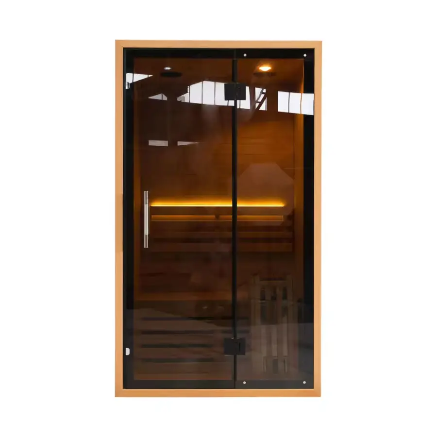 Tinted Glass Indoor Canadian Hemlock/red Cedar 1 Person Wooden Steam Sauna Room — image 3